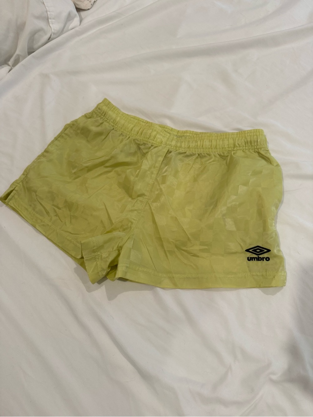 Umbro Women's Lime Athletic Checkered Shorts - Lightweight Summer Activewear